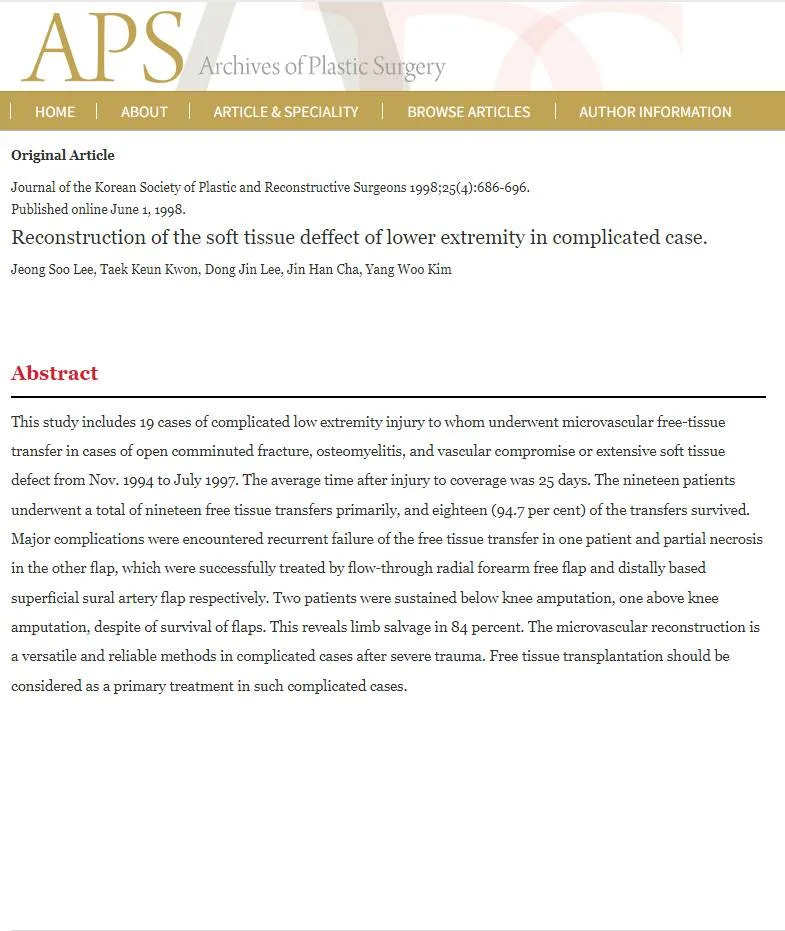 Soft tissue reconstruction in complicated cases of lower-extremity injury — source material